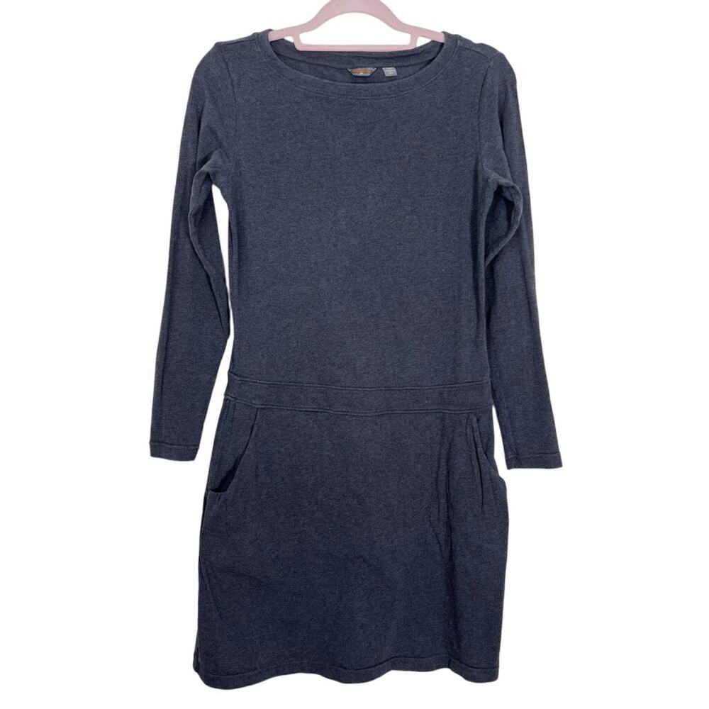 Merrell Gray Long Sleeve A-line Boatneck Pockets Comfortable Casual Dress Size S